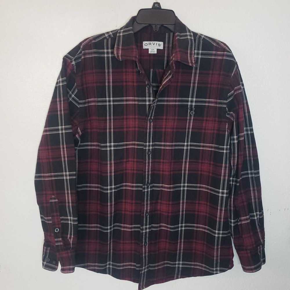 Orvis Classic Collection Long Sleeve Pocket Plaid Button Down Shirt Mens Medium
